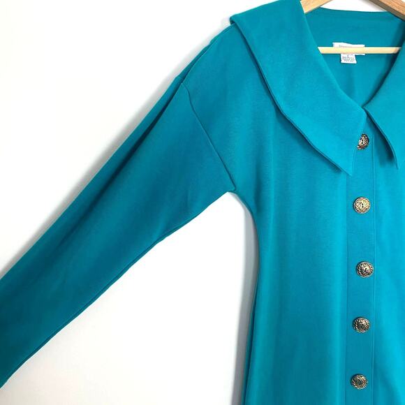Compagnie Internationale Express Vintage Turquoise Sweater Dress Size L - Picture 4 of 9